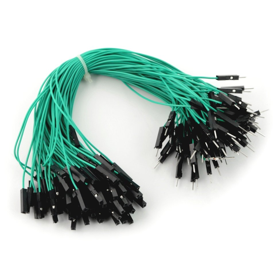 Connecting cables Male-female 20cm green - 100pcs.