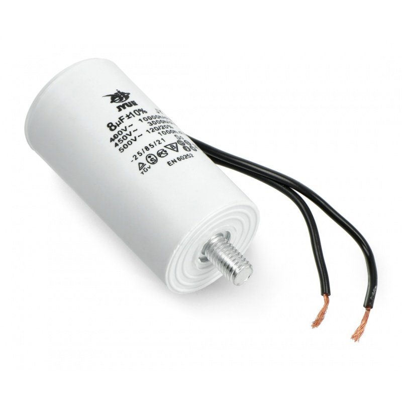 Motor capacitor 8uF / 450V 35x62mm with wires Botland - Robotic Shop