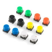 Tact Switch 12x12mm - round - collored buttons - 15 pcs