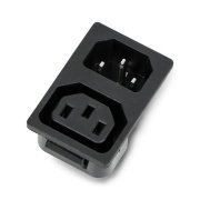 AC IEC double male / female socket with latch