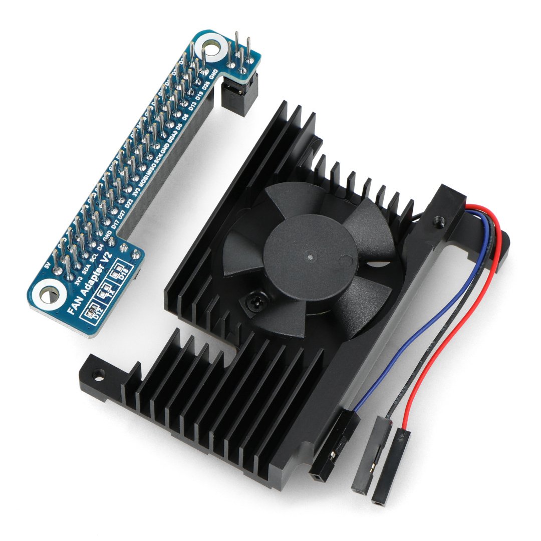 All-In-One - cooling fan with heatsink - aluminum - with PWM control + adapter - for Raspberry Pi 4B - Waveshare 22931