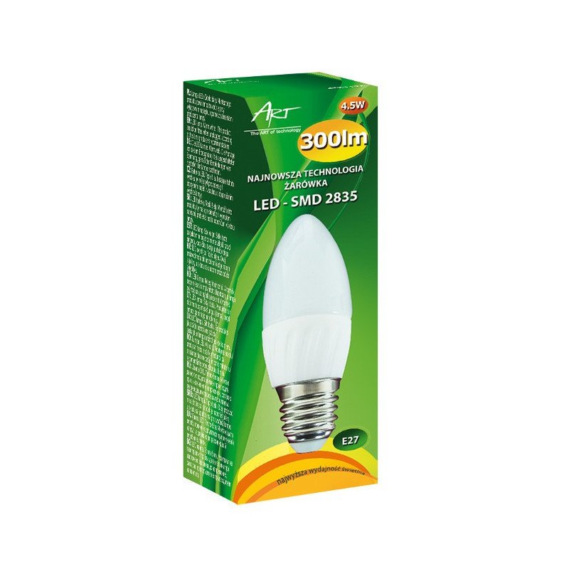 LED ART bulb, candle, E27, 4.5W, 300lm