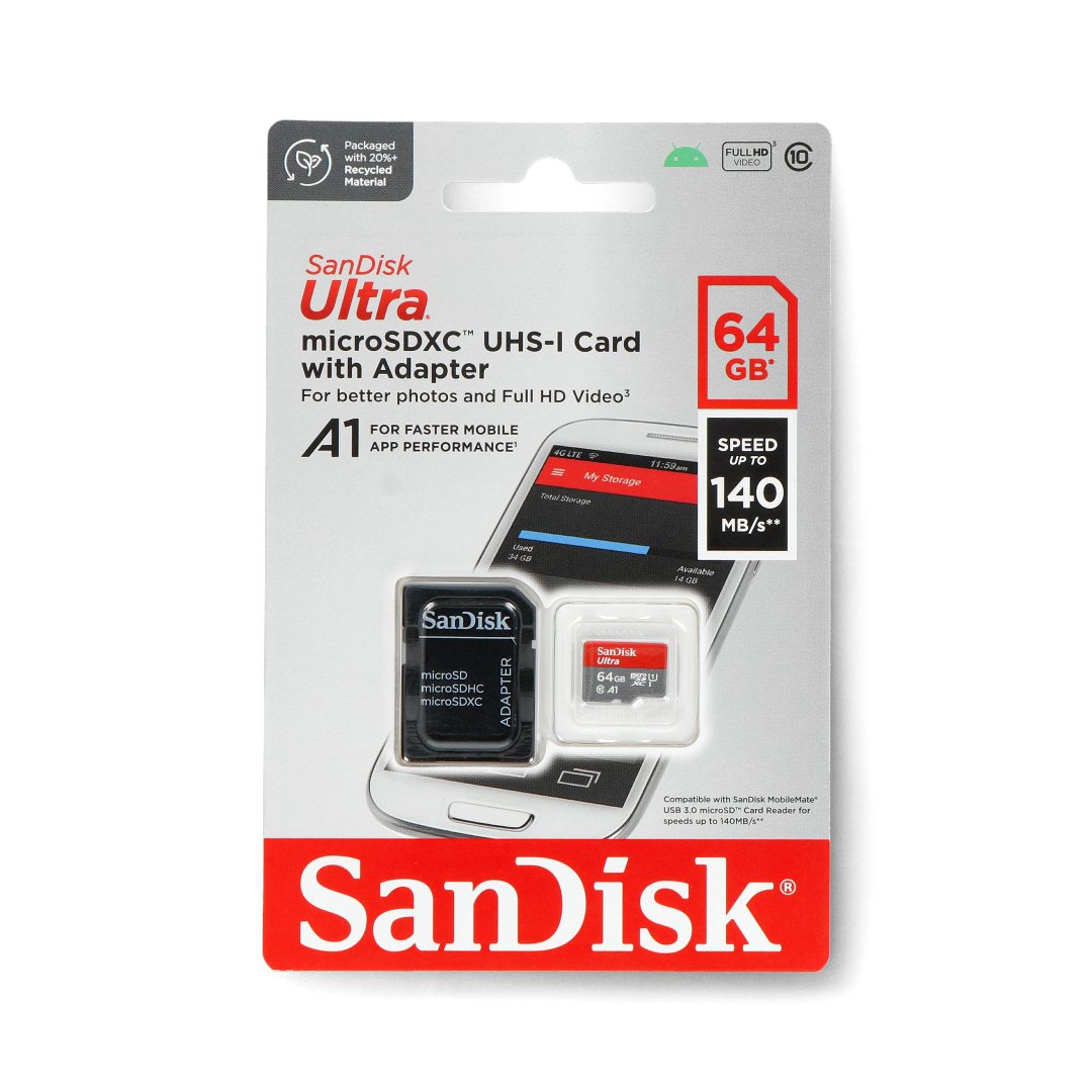 Memory card SanDisk Ultra 667x microSD 64GB 100MB Botland 
