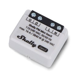 Shelly PM Mini Gen3 - 240V/16A WiFi/Bluetooth smart energy meter - 1 channel - Android/iOS app