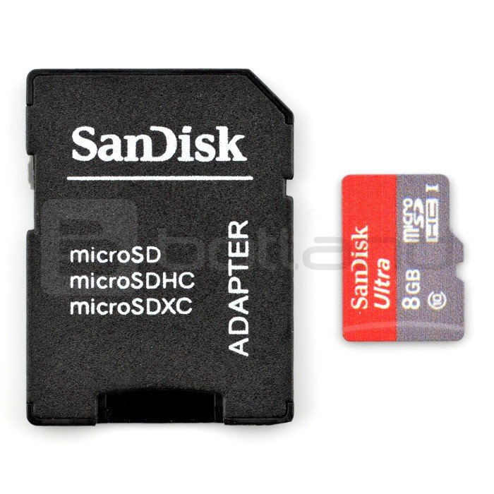SanDisk micro SD / SDHC 8GB UHS 1 class 10 memory card with adapter