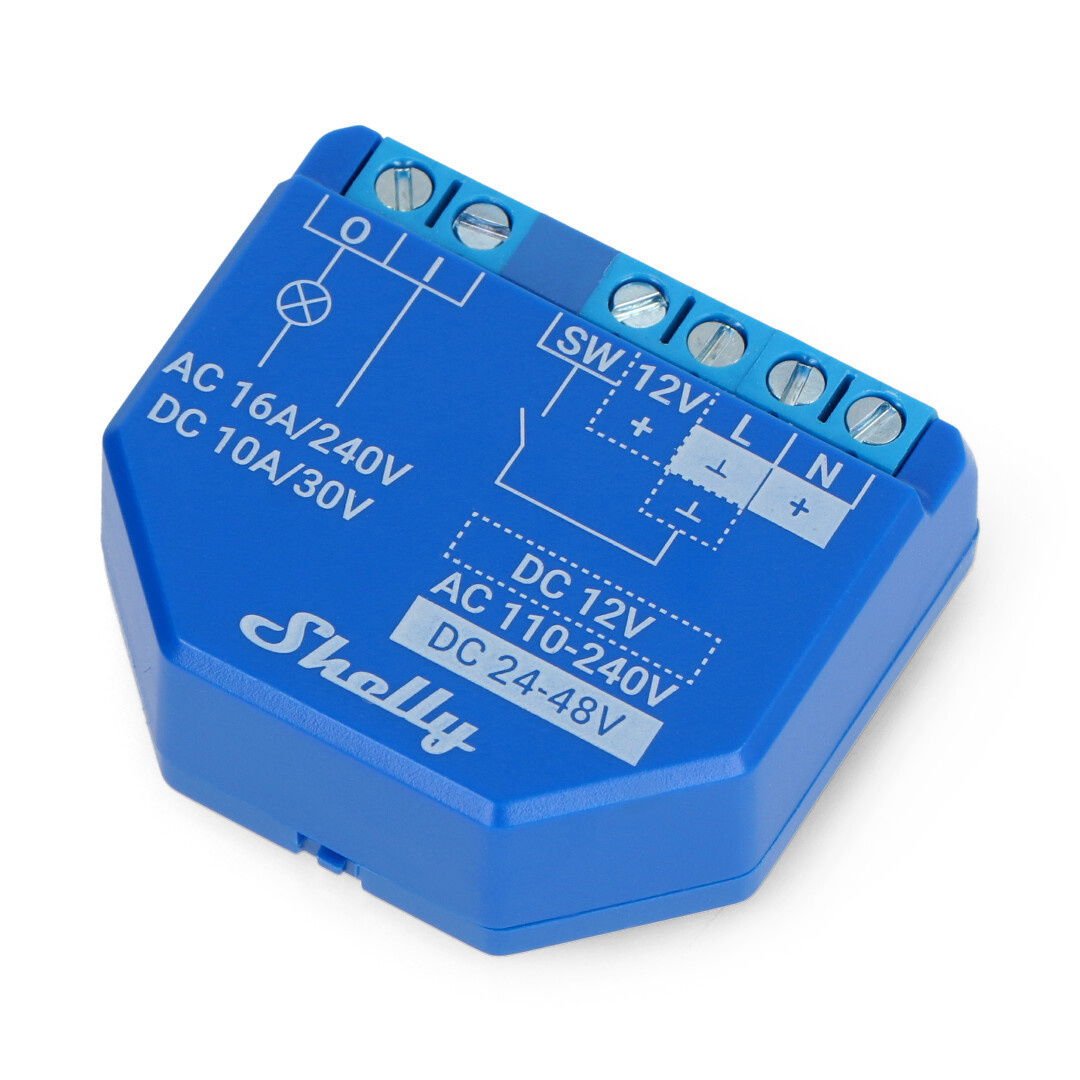 Shelly Plus 1 - Relay Switch 12V/24V-48V DC / 240VAC WiFi 16A - Android / iOS