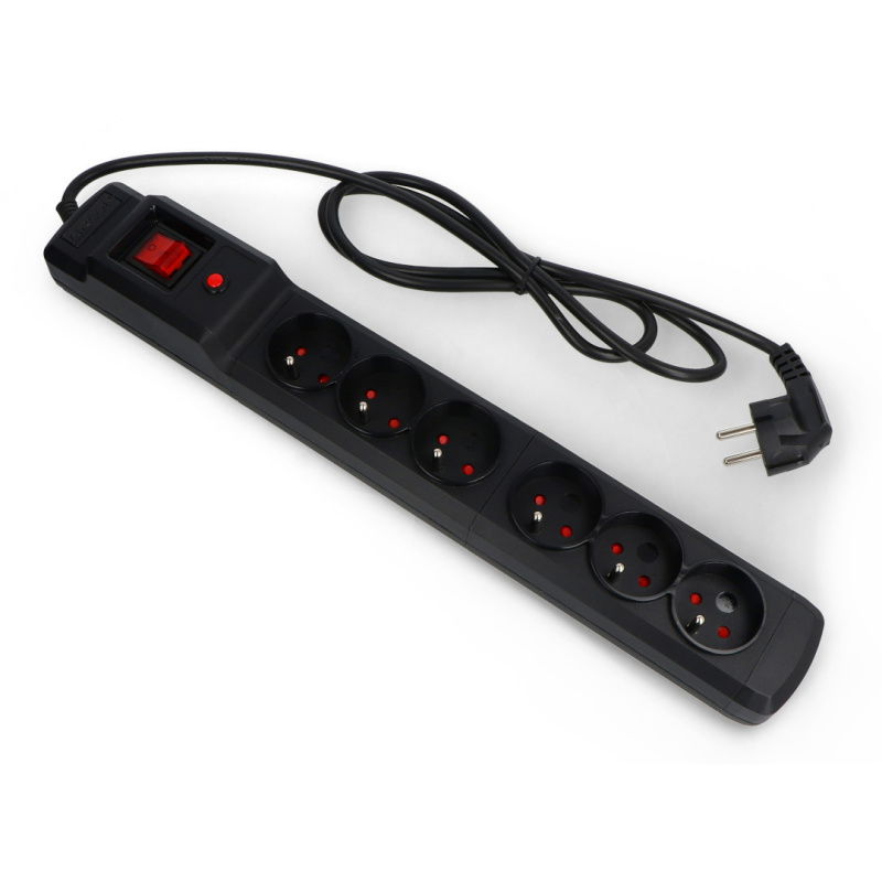 Power strip with protection Arcon multi M6 black - 6 sockets