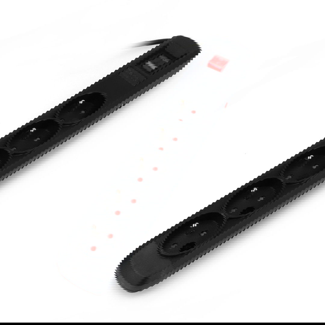 Arcon R5 black power strip with protection - 5 sockets - 3m