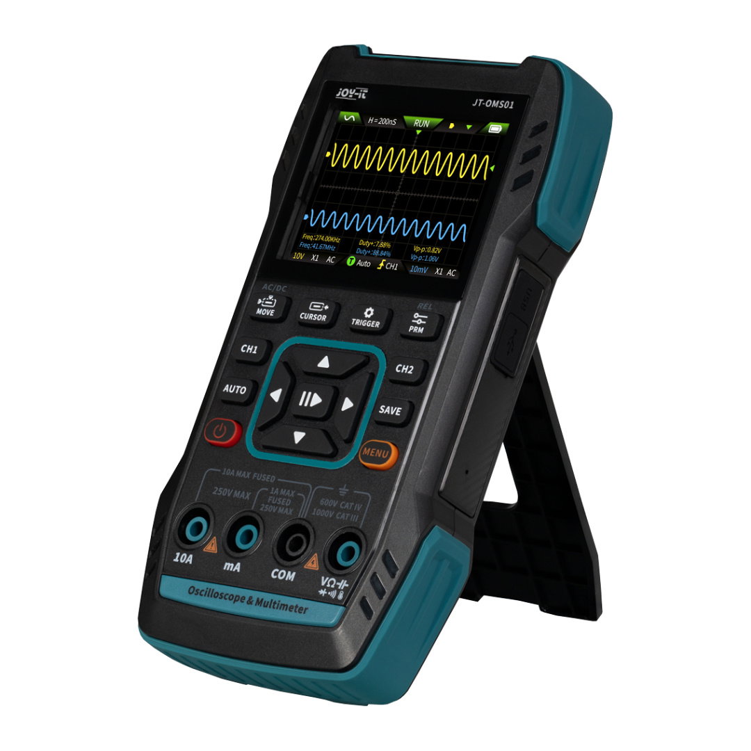 Portable 3-in-1 oscilloscope with mutimeter and signal generator - Joy-IT OMS01
