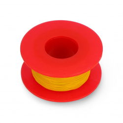 Kynar silver-plated copper hook-up wire - 0.25mm/AWG 30 - yellow - 50m