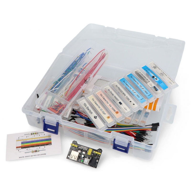 Set of electronic components + breadboard 830 - E23 - 830 elements