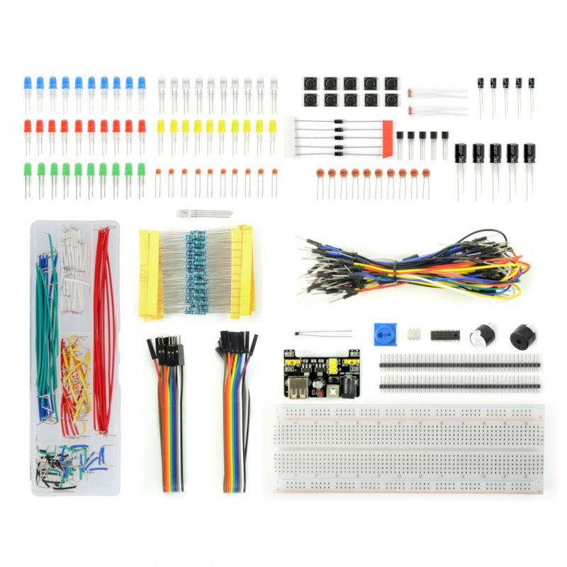 Set of electronic components + breadboard 830 - E23 - 830 elements