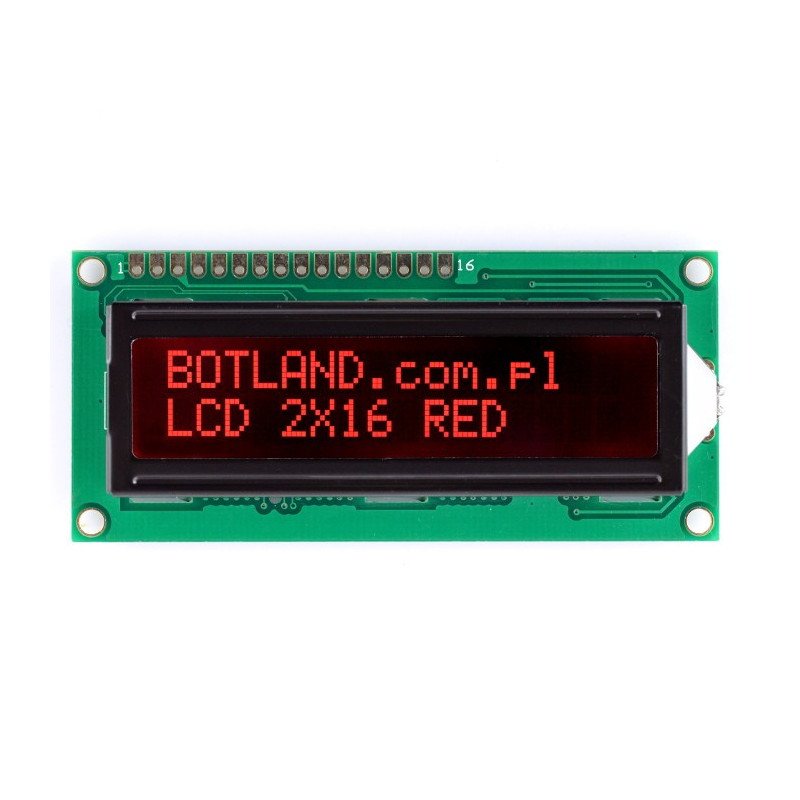 LCD display 2x16 characters red negative