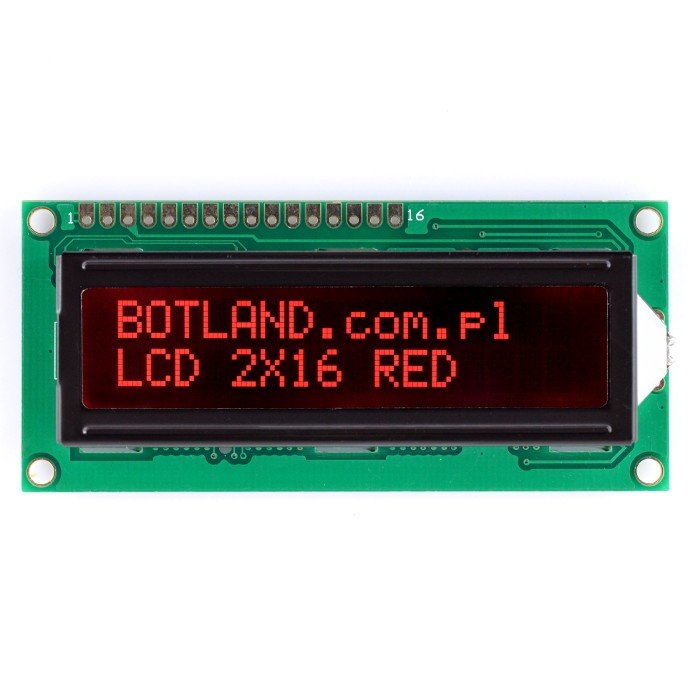 LCD display 2x16 characters red negative