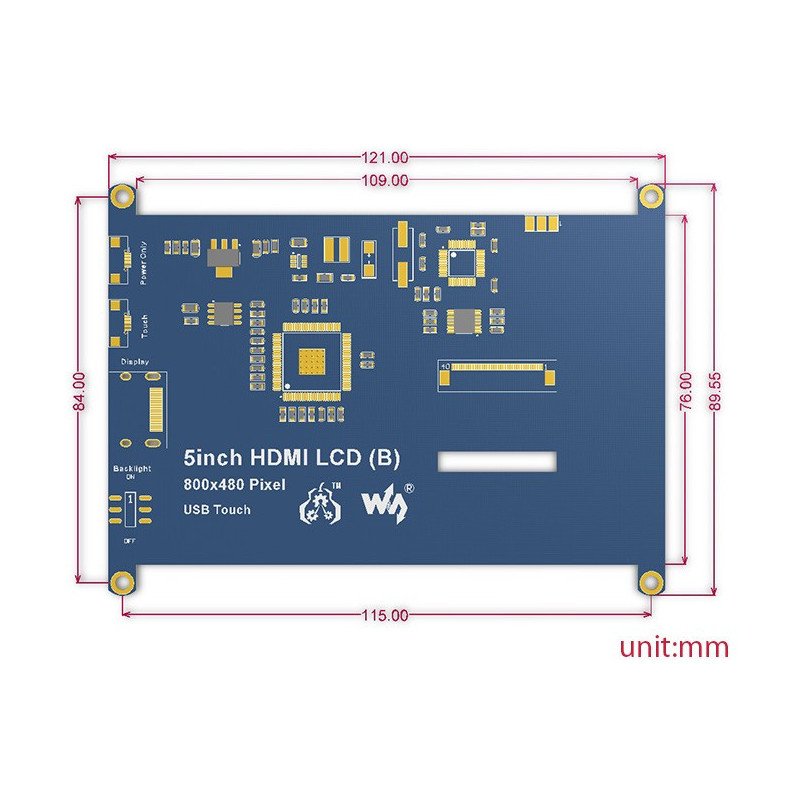 5" TFT touch screen 800x480 for Raspberry Pi