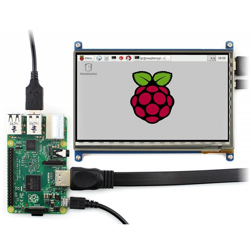 7" TFT capacitive touch screen 800x480px HDMI + USB for Raspberry Pi 2/B+