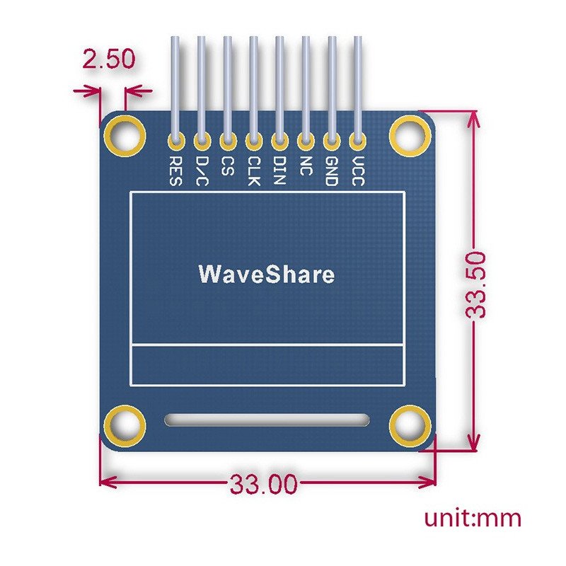 OLED two-colour graphic display 0.96" 128x64px SPI/I2C- angular connectors