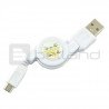 MicroUSB B - A coiled cable - 0.75 m - white - zdjęcie 1