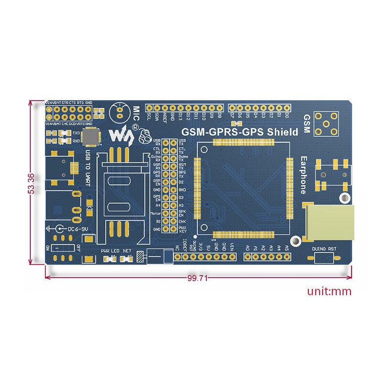 GSM/GPRS/GPS Shield - Arduino overlay