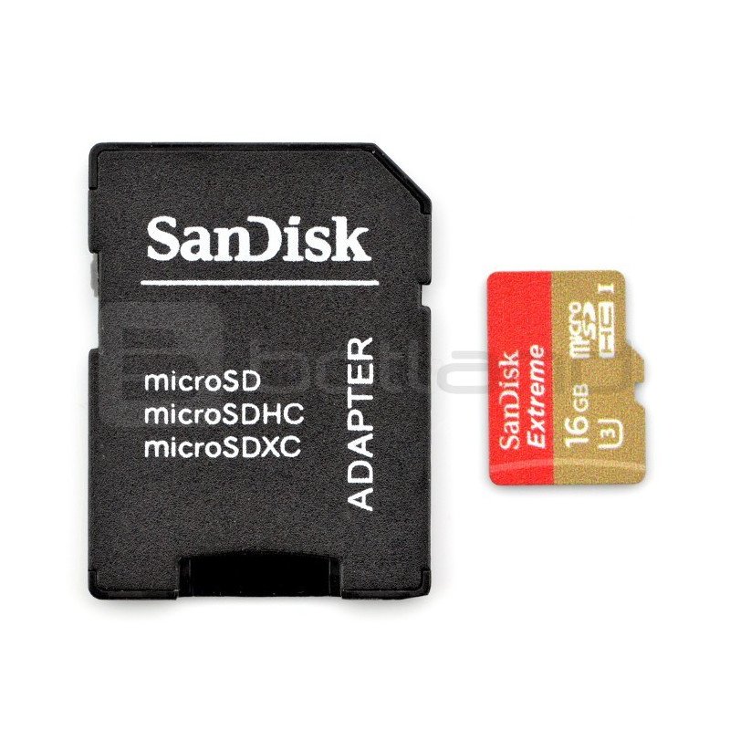 SanDisk Extreme micro SD / SDHC memory card 16GB 600x UHS-I 3 class 10 with adapter