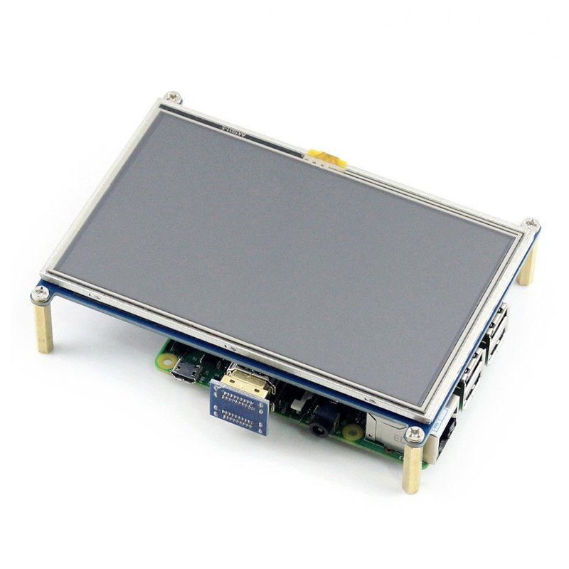 Resistive touch screen TFT LCD 5" HDMI 800x480px + GPIO for Raspberry Pi 2/B+ + case black and white 