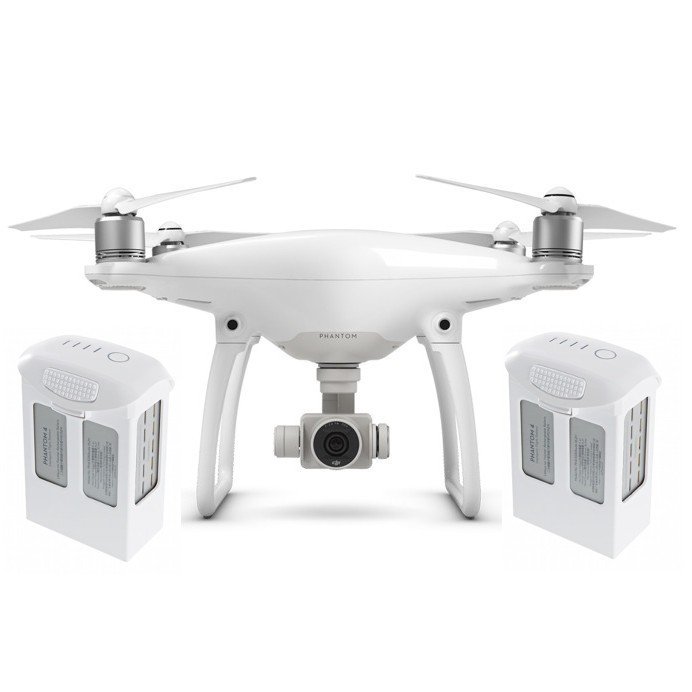 DJI Phantom 4 quadrocopter drone with 3D gimbal and 4k UHD camera + two additional batteries