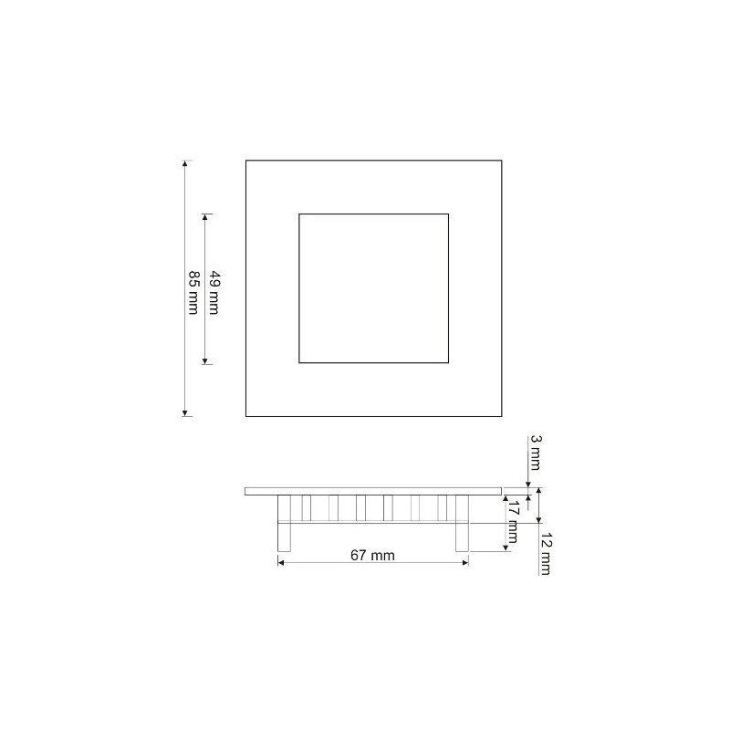 LED panel ART SLIM flush-mounted square 8.5cm, 3W, 210lm, AC80-265V, 3000K - white heat