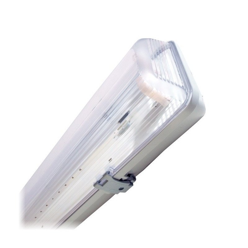 Luminaire for 1 piece of ART T8 60cm LED tube, single-sided power supply AC230V with transparent diffuser