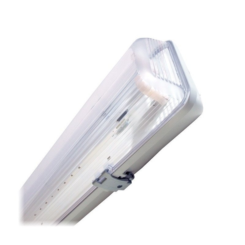 Luminaire for 1 piece of ART T8 150cm LED tube, single-sided power supply AC230V with transparent diffuser