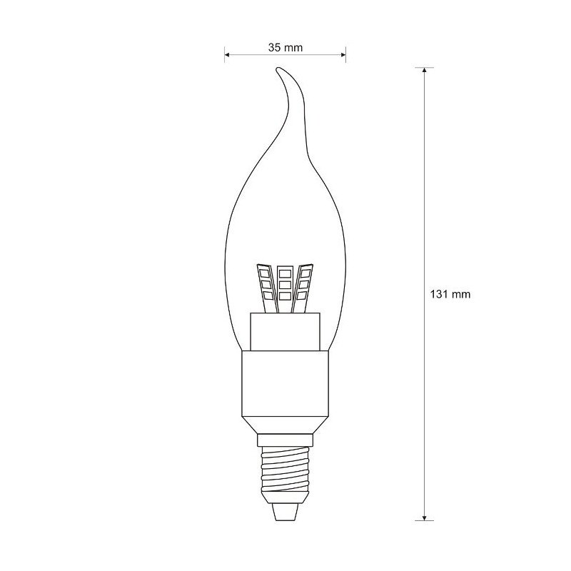 LED ART bulb, transparent candle, E14, 4.5W, 320lm, warm color