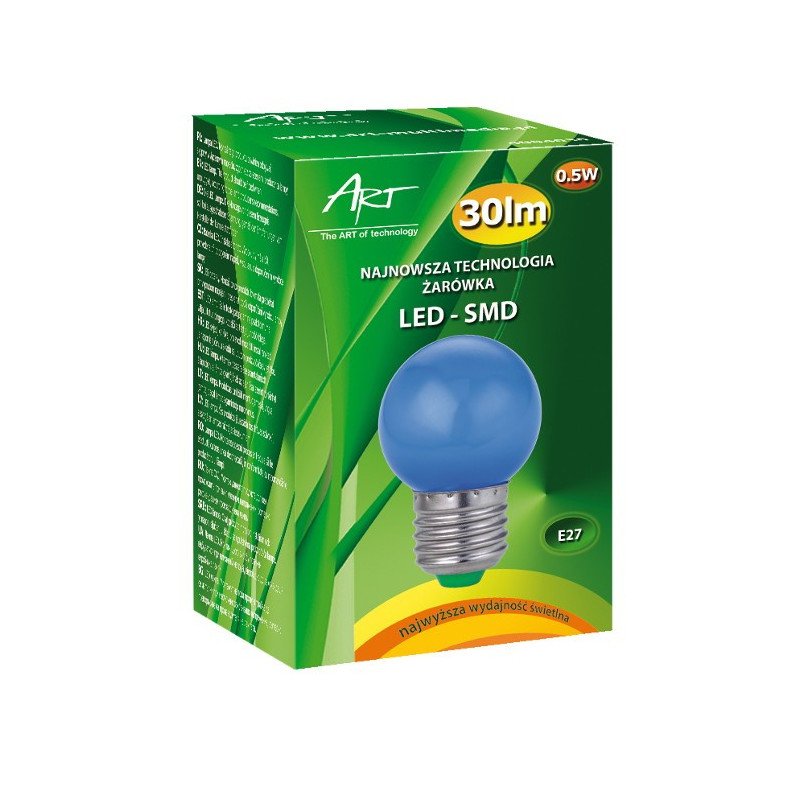 LED bulb ART E27, 0.5W, 30lm, blue