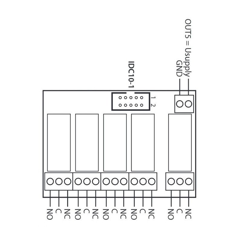 Relay board 16A x 5 for GSM/LAN Kontroler 12V