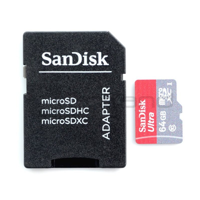 SanDisk Ultra microSD 64GB 80MB/s UHS-I Class 10 memory card with adapter