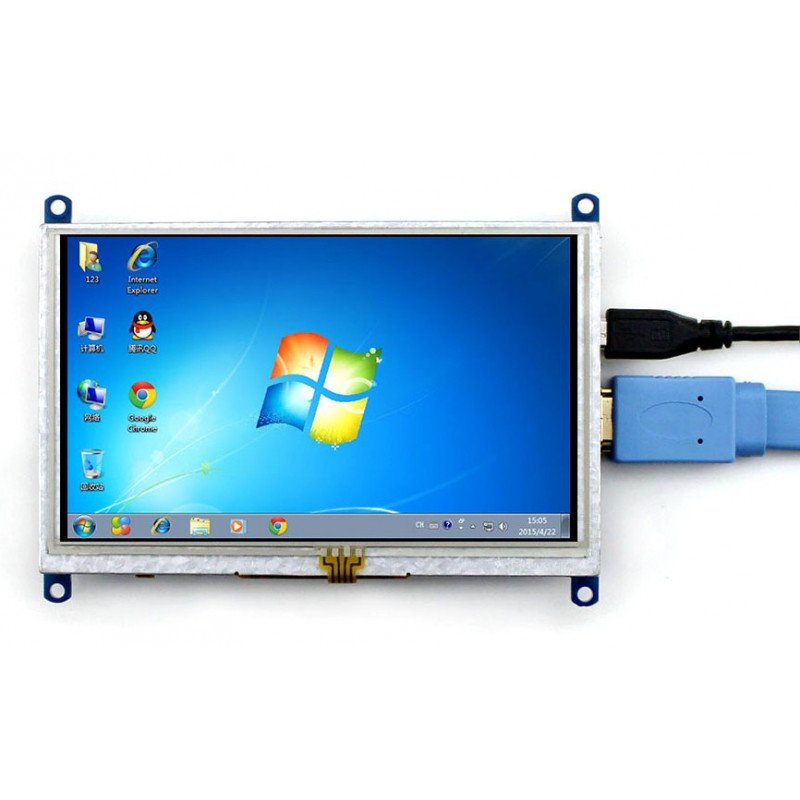 Resistive touch screen TFT LCD display 5" (B) 800x480px HDMI + USB Rev 2.1 for Raspberry Pi 3/2/Zero + housing black and white