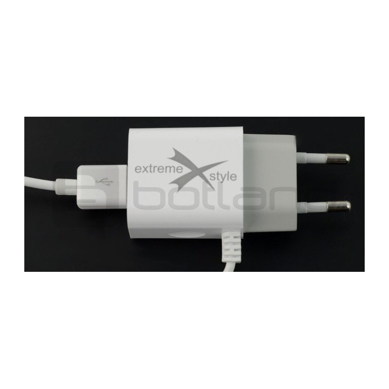 Extreme microUSB + USB 5V 2,1A power adapter - white