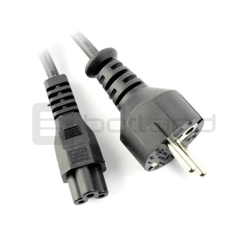Mains cable for 3-pin power supplies (clover) - length 1 m