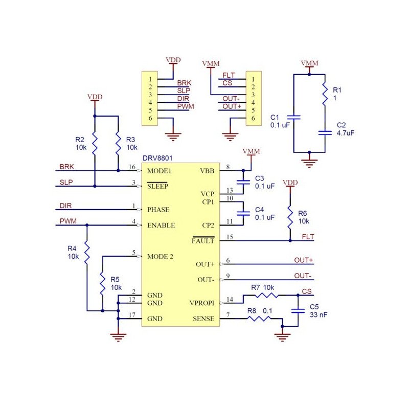 DRV8801 - Single-channel motor controller - module
