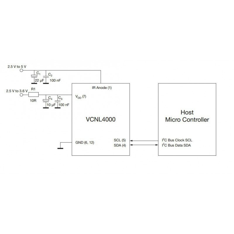 Proximity sensor VCNL4000-GS08 1-200mm