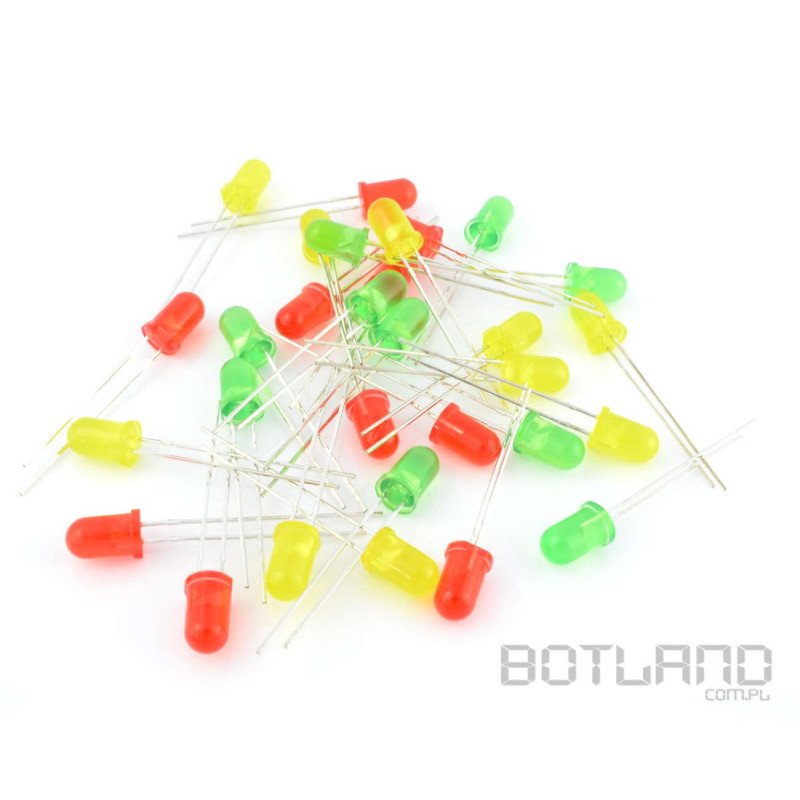 Set of 5mm LEDs and 3mm LEDs - 60 pieces.
