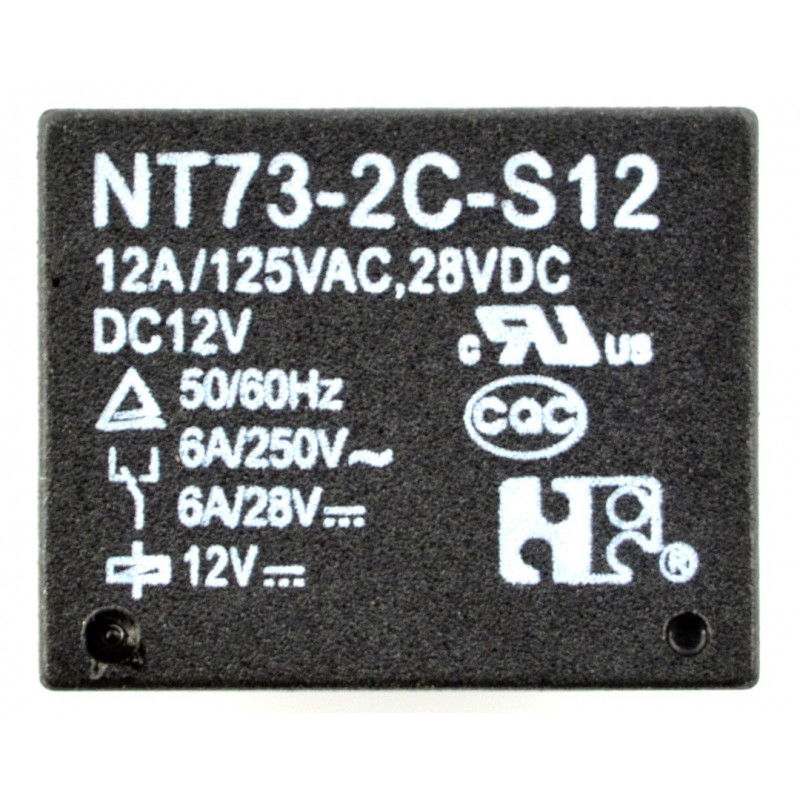 Relay NT73-2C-S12 - coil 12V, contacts 2x 12A/125VAC
