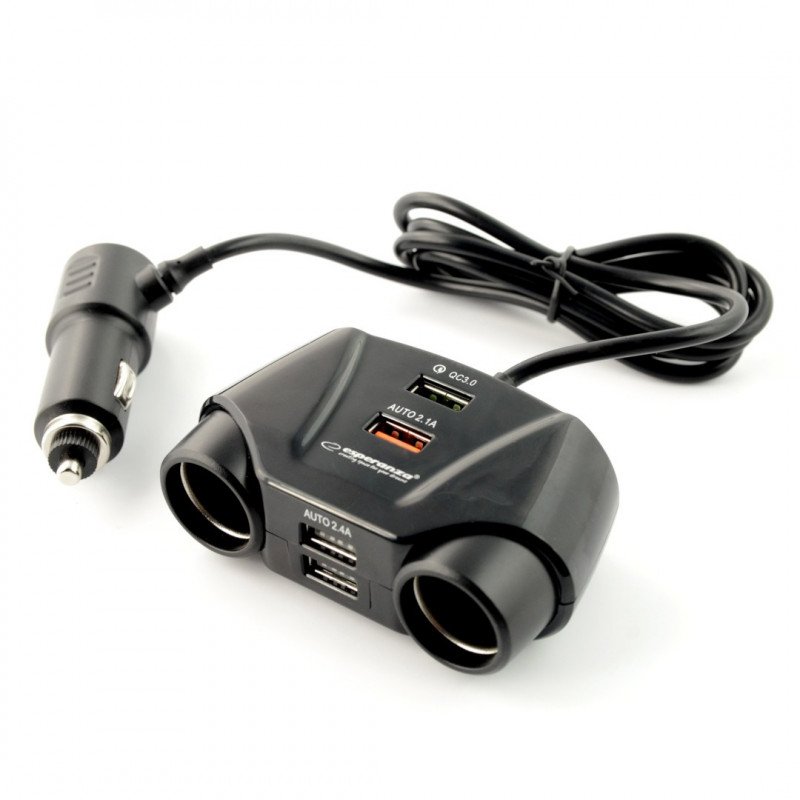 Car lighter adapter Esperanza Asti - 2 sockets + 4xUSB
