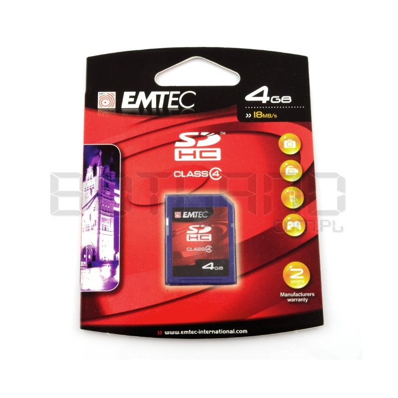 Emtec SDHC SD 4GB class 4 memory card
