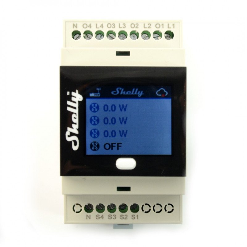 Shelly 4Pro - 4 chennels relay 230V WiFi with LCD screen - Android / iOS