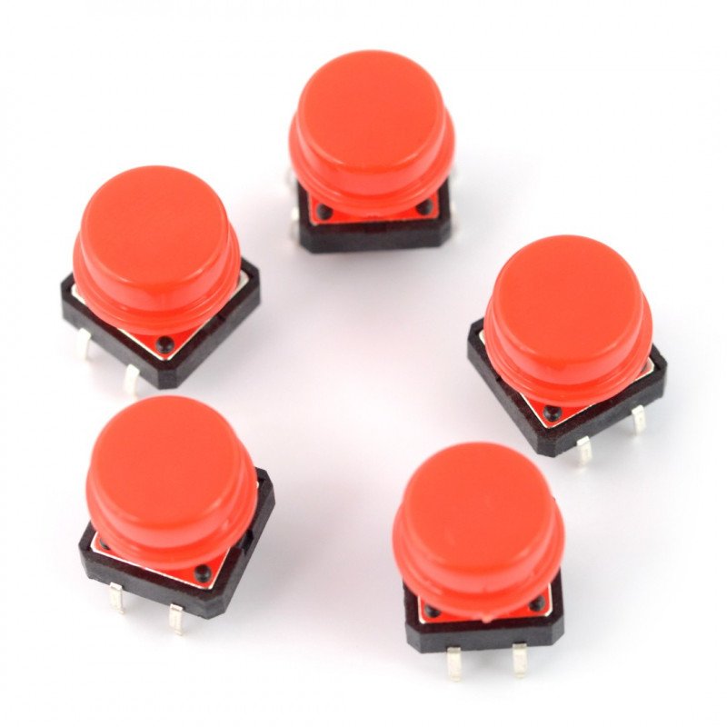 Tact Switch 12x12 mm with socket round - red