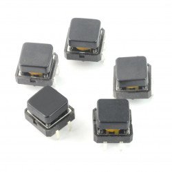 Tact Switch 12x12mm  cap black -  5 pieces