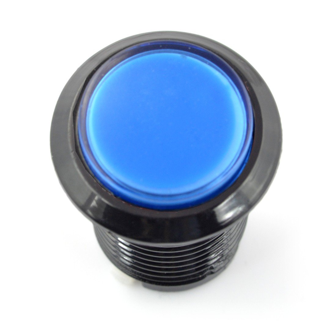 Arcade Push Button 3.3cm - black with blue lighting