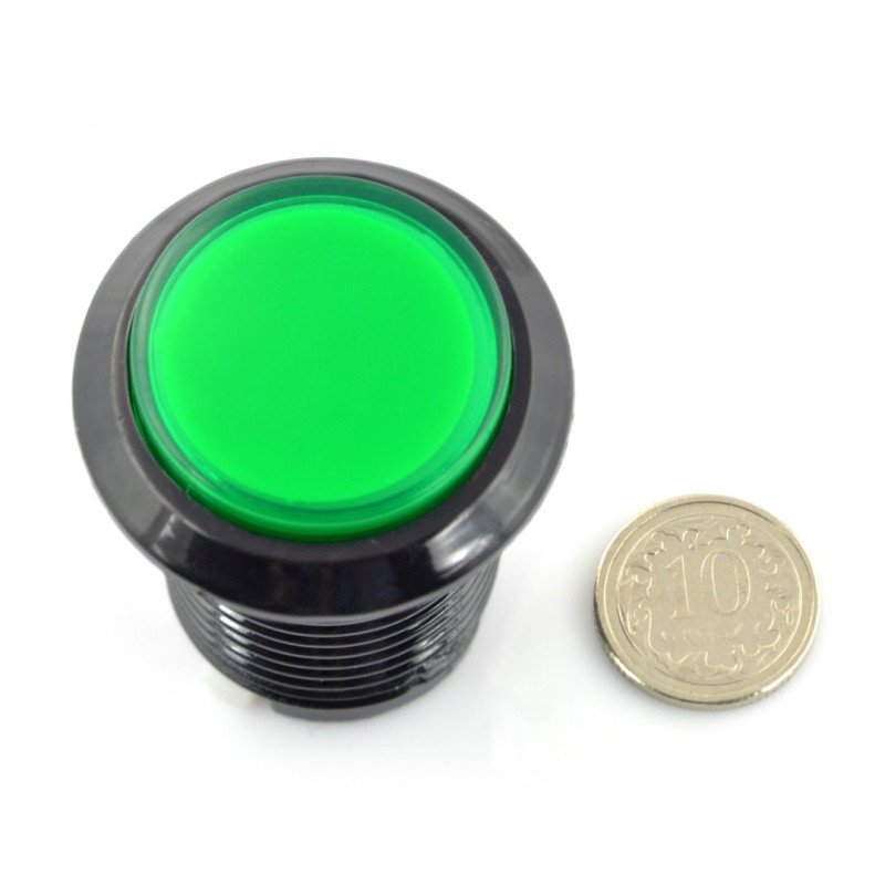 Arcade Push Button 3.3cm - black with green lighting