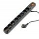 Power strip with protection Acar S8 black - 8 sockets - 3m