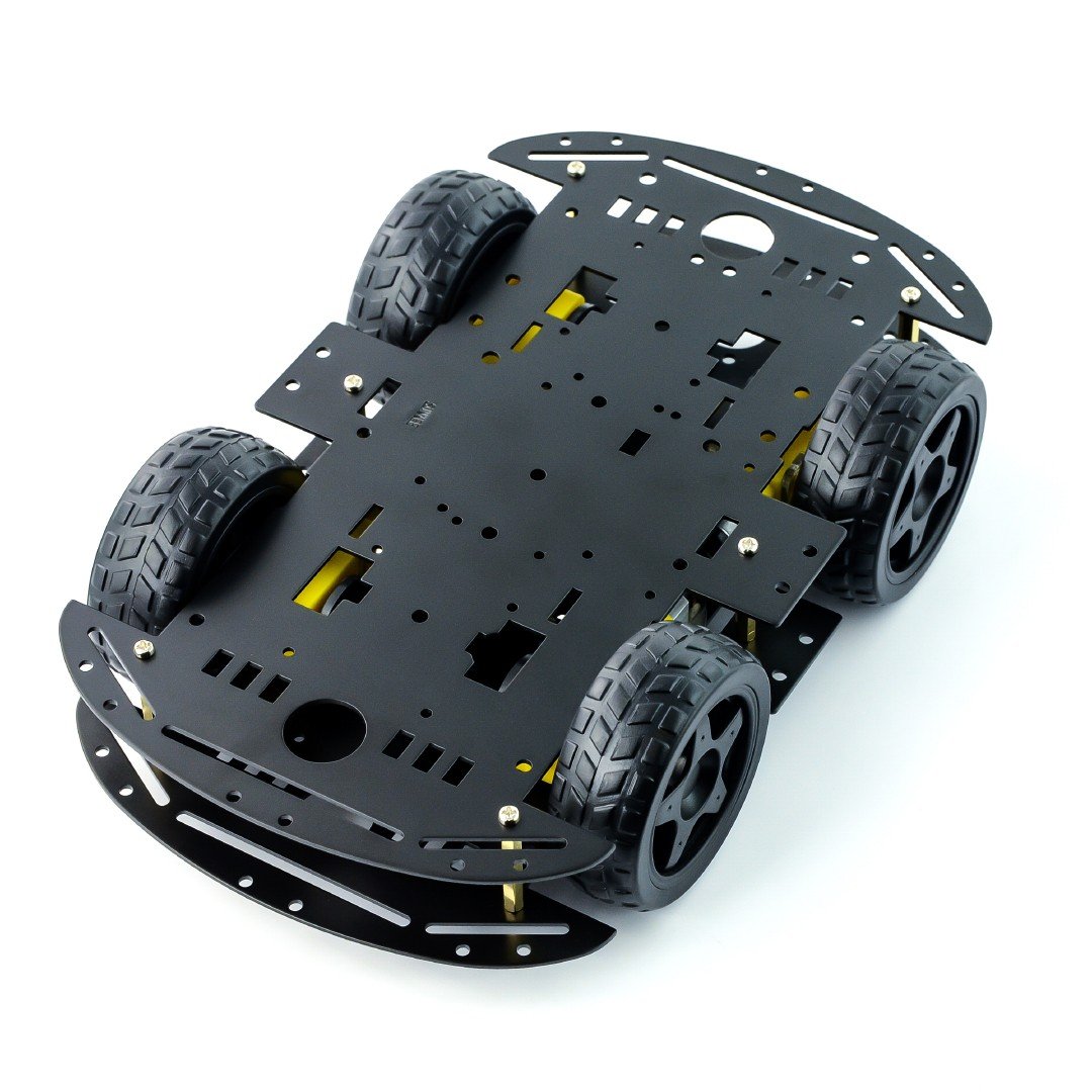 Metal Chassis Rectangle 4WD with DC Motor Drive - black