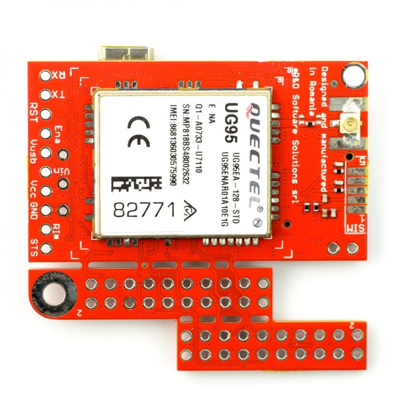 3G/GSM module - u-GSM shield v2.19 UG95E - for Arduino and Raspberry Pi - u.FL connector